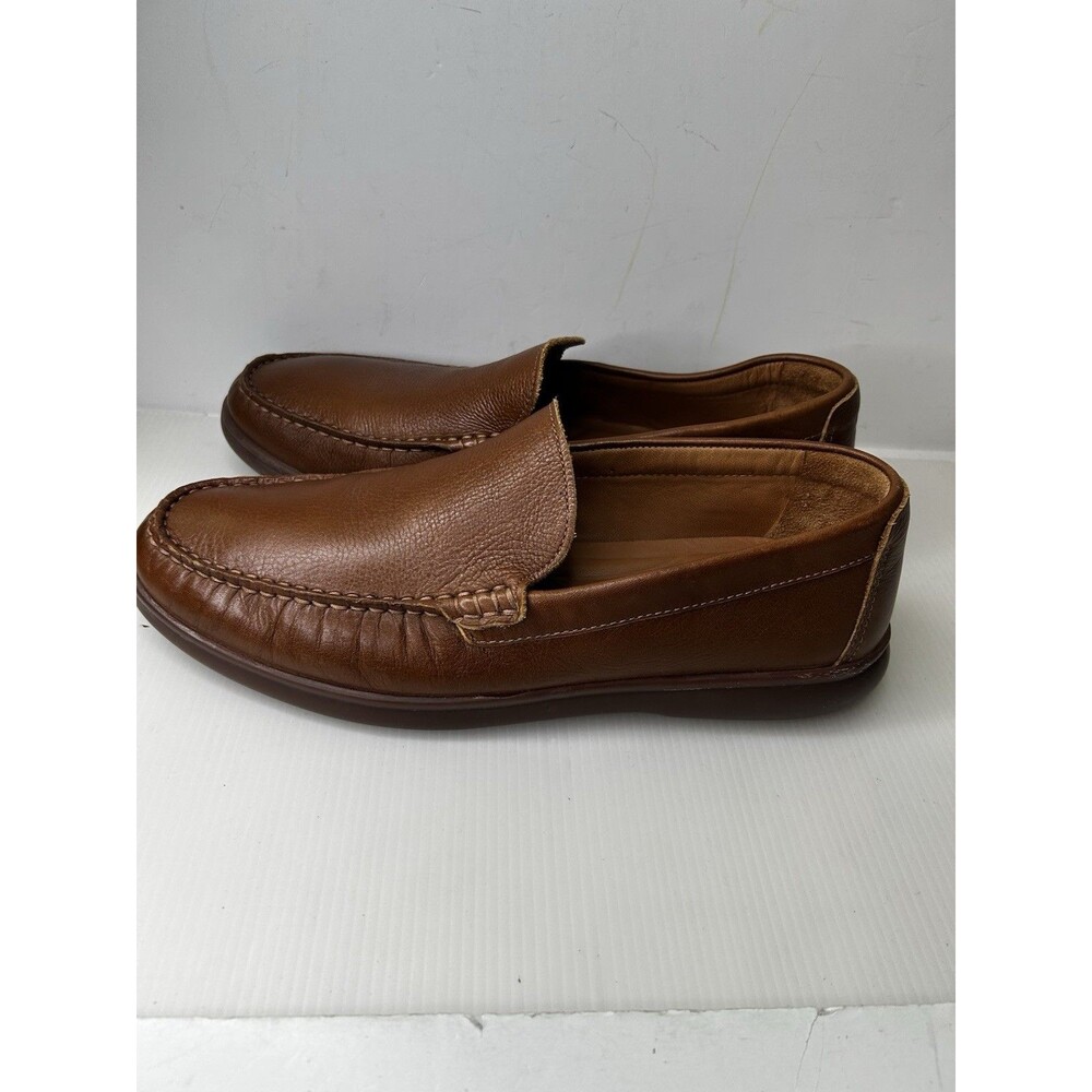 BRANNON MENS SHOE 9.5 M TAN LEATHER SLIP ON JOHNSTON&MURPHY 25-9256